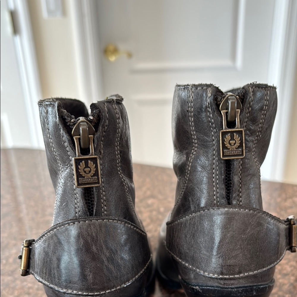 Belstaff Ladies Gray heel back zipper buckle boots-10-Wow! - Picture 8 of 15